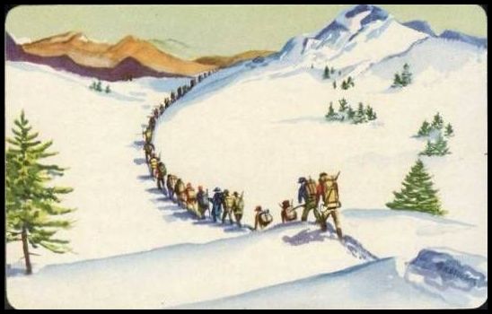 8 Prospectors Approaching Chilkoot Pass
